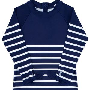 Minnow girls navy breton stripe rashguard NWT Size 7/8